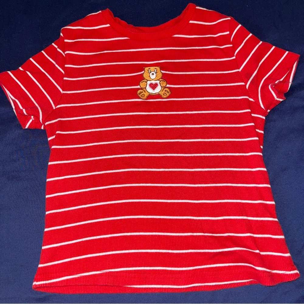 Red Care Bear Cropped Shirt